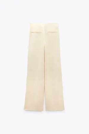 Zara NWT White STANDARD LENGTH SATIN TROUSERS. Size Large thumbnail 7