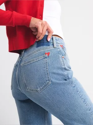 Abercrombie & FitchHigh Rise 90s Relaxed Heart Embroidered Jeans Size 25 Short thumbnail 2