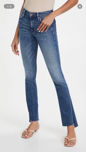 MOTHER The Runaway Step Fray Jeans 29 Leaps & Bounds Flare Raw Hem thumbnail 1