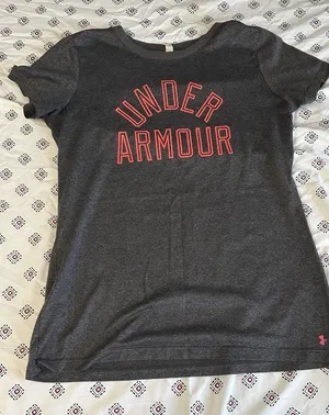 Under Armour Women’s Grey Logo Workout Shirt Short Sleeve Top small tshirt thumbnail 1