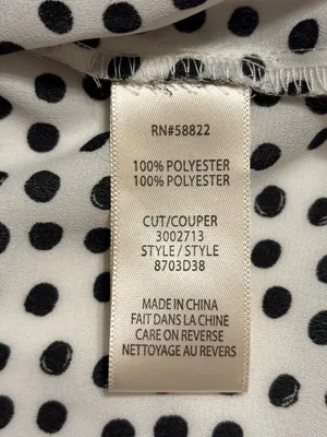 Max Studio Polka Dot Blouse Black White Split Neck Top Large thumbnail 3