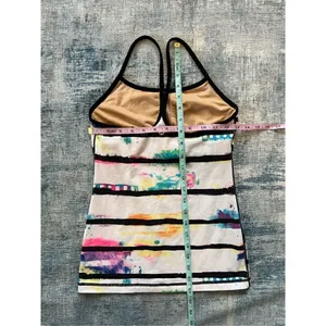 Lululemon Splatter Stripe Black White Multi Power Y Tank Top Size 4 thumbnail 5