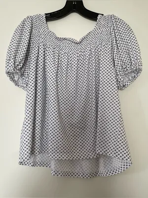 Tommy Hilfiger Floral Puff Sleeve Peasant Top Medium White Cottagecore Feminine thumbnail 5
