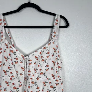 Abercrombie & Fitch Cinch Front Midi Dress Peach Print Sz L thumbnail 4
