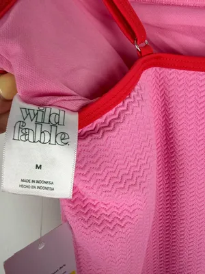 NWT Wild Fable Pucker Textured One Piece Swimsuit Pink Size Medium M 8-10 NEW thumbnail 7