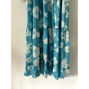 Tuckernuck Watercolor Floral Libby Turquoise Tiered Maxi Dress Size S thumbnail 7