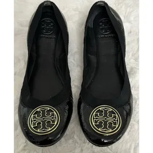 Tory Burch Women’s Size 9 Black Color with Gold Logo Caroline Ballet Flats thumbnail 2