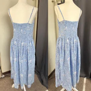 Roller‎ Rabbit Midi Dress Medium Blue White Floral Smocked Button Front NWT thumbnail 3