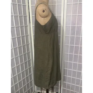 Abercrombie Fitch Vintage Y2K 90s Layering Babydoll Linen Military Green Dress M thumbnail 4
