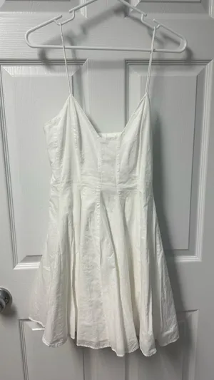 Zara White Spaghetti Strap Mini Dress thumbnail 1