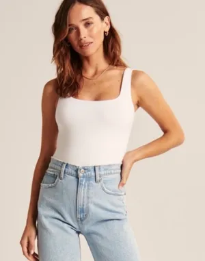 Abercrombie square neck white tank bodysuit thumbnail 1