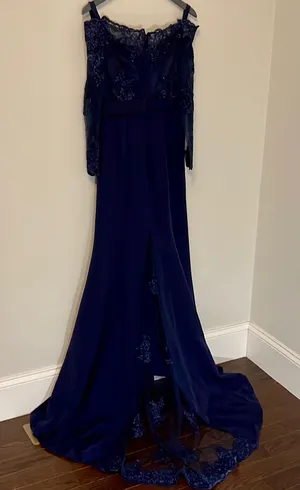 Hebeos Women's Formal Dress Mermaid Lace Bridesmaid Gown Navy Blue Size 8-10 thumbnail 1