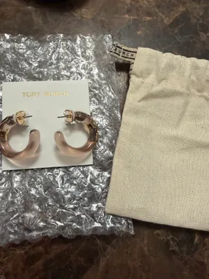 Tory Burch resin Hoop Earrings with gold accents thumbnail 2