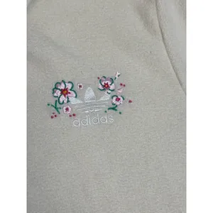 Adidas Originals Floral Embroidered Terry‎ Polo Dress Women's L Cream thumbnail 3