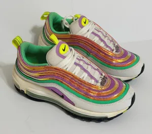 Nike Air Max 97 White Electro Green Fuchsia‎ Glow Sneakers Womens 7 Multicolor thumbnail 1