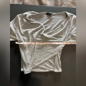 WILFRED FREE Long Sleeve Silver Gray Wrap Top Women’s Shirt Sz S EUC thumbnail 6