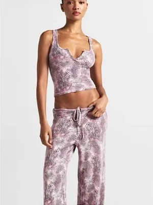 NWT SKIMS Pink Animal-Print Notch-Neck Tank XS thumbnail 2