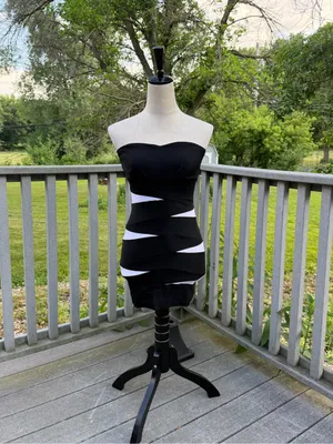 Body Central Black Strapless Mini Dress with White Cutouts thumbnail 4