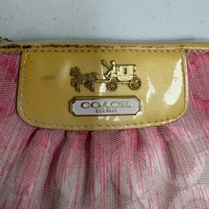 Y2K Coach Madison Op Art Pink Yellow Ombré Mini Wristlet 2009 Patent Leather thumbnail 3