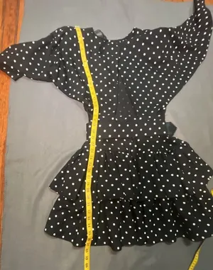 Black and White Polka Dot Ruffled Mini Dress with Belt and Keyhole Back thumbnail 5