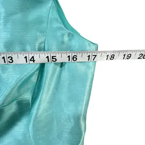 Taylor Dress Womens 10 Aqua Blue Satin Sleeveless Sheer V Back Party‎ Classic thumbnail 9