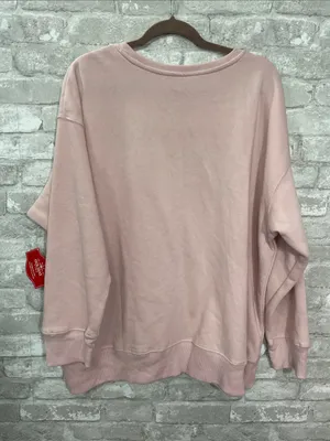 Holiday Time Pink Graphic Crewneck Sweatshirt with Red Candy Cane Print thumbnail 2