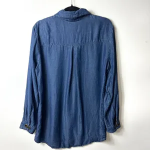 Soft Surroundings Blue Chambray Denim Shirt Blouse Long Sleeve Tunic Top Women’s thumbnail 7