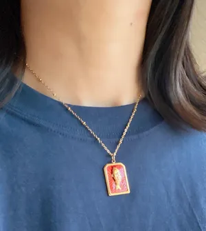Handmade gold tone stainless steel & enamel fish necklace 🐟🌀 thumbnail 8