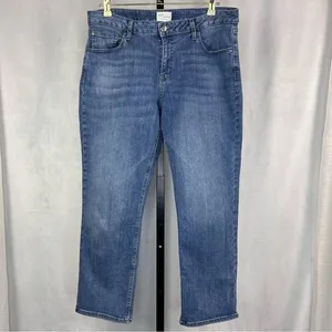 Daily Ritual Girlfriend Jeans Womens Plus 32 Blue Straight Leg Stretch Cropped thumbnail 2