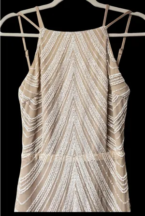 Boutique Tan and White sequined Formal Maxi Dress thumbnail 3