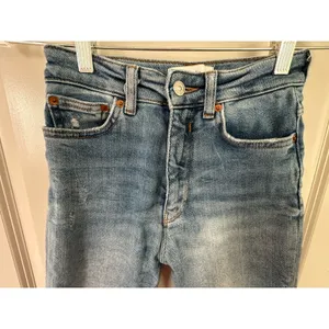 Zara High Waisted Skinny Washed Out Frayed Edges Denim Jeans Women's Sz 2 thumbnail 5