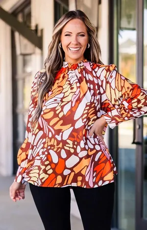 JODIFL Abstract Patterned Long Sleeve Blouse thumbnail 1