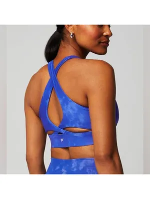 Fabletics No-Bounce High Impact Sports Bra in Admiral Blue Solar Dye Small thumbnail 2