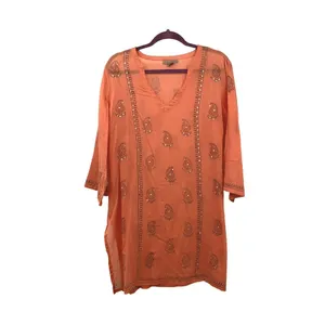 Peppermint Bay Swim Cover Up Womens XL Used Pullover Sequins Salmon Gray thumbnail 15