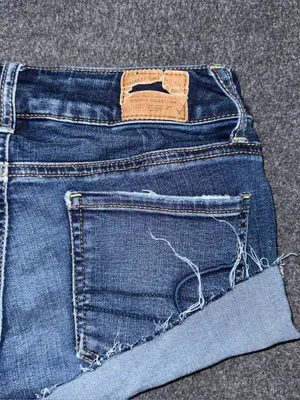 American Eagle Low Rise Micro Mini Jean Booty Shorts Distressed Sz 0 y2k grunge thumbnail 3