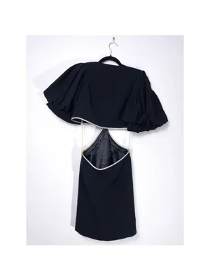 ALC Frank Hazel Crystal Twist Cutout Mini Dress 12 Black Balloon Puff Sleeve Diamond thumbnail 12