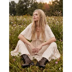 Free People Dainty Ethereal Fairy Cha Cha Maxi Dress in Ivory Cream Size Large thumbnail 2