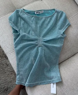 Princess Polly Crystal Clear Mesh Top Aqua thumbnail 1