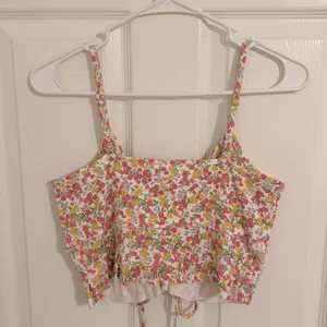 LoveShackFancy Sarai Cropped Ruffle Cami In Floral Fruity Punch New Small thumbnail 7