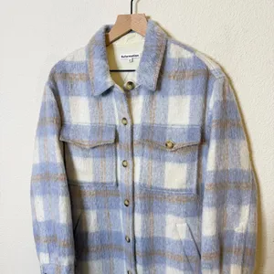 Reformation Ainslie Blue Plaid Wool Shacket Coat Button Front‎ Womens Size S thumbnail 6