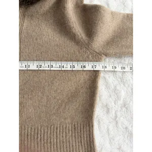 Anthropologie Sleeping on Snow Tan Lambswool Full Zip Hooded Sweater S thumbnail 5