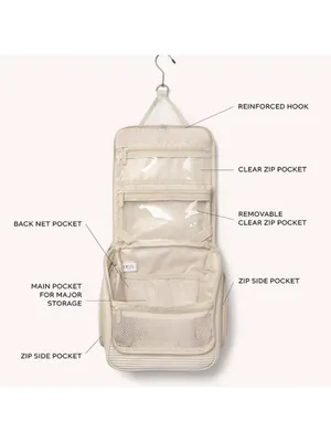NWT DEZI Pack It All Handing Travel Bag Cream Organizer with 360 Hook thumbnail 2