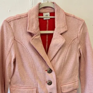 Cabi Red White Textured Knit Crop Jacket Women's‎ XS Notch Lapel Blazer Spring thumbnail 3
