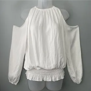 Dance & Marvel Cold Shoulder Peasant Top Size M White Boho Angel Coquette Milkmaid Ren Faire thumbnail 2