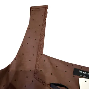 Open Front Milkmaid Top Brown Black Polka Dot Cutesy Coquette Cottagecore Size L thumbnail 5
