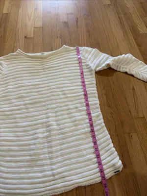 Barbour Pima Cotton Linsi Knit Cream Sweater Sz 12 thumbnail 4