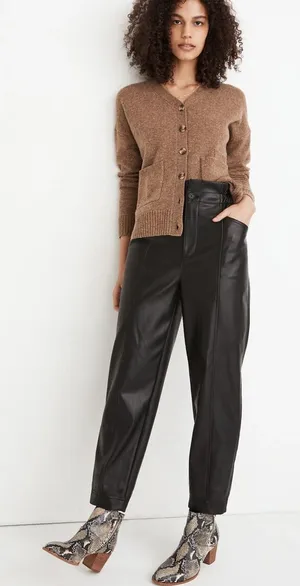 MADEWELL Vegan Leather Pull-On Paperbag Pants‎ thumbnail 1