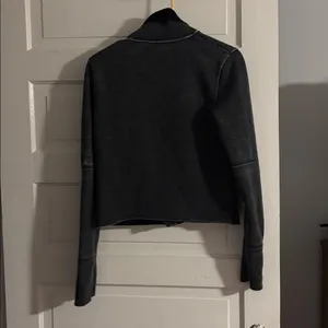 Fox Black Sweatshirt Moto Jacket with Diagonal Zip thumbnail 3