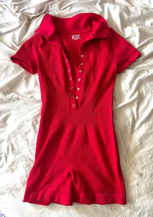 red seamless romper thumbnail 1