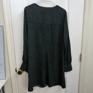 NEW A New Day green black‎ patterned v-neck long sleeve knee dress relaxed XL thumbnail 6
